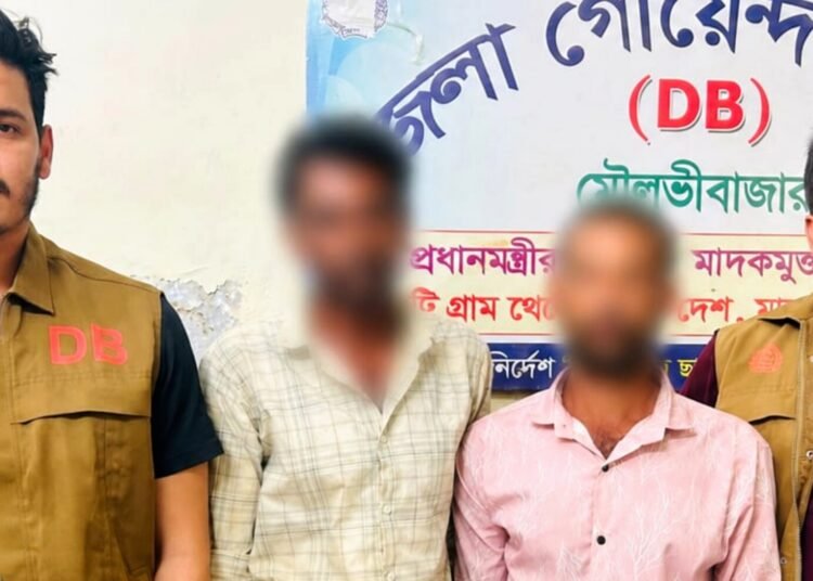 কুলাউড়ায় মাদকবিরোধী অভিযানে দুইজন গ্রেপ্তার