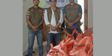 তাহিরপুরে গোয়েন্দা পুলিশের অভিযানে অবৈধ ভারতীয় ফুচকা আটক